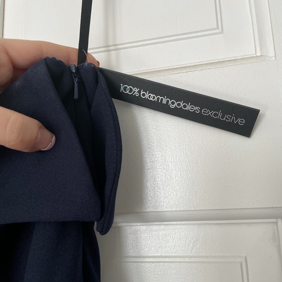 Navy Blue, Aqua crepe dress, size 2, brand new with tags, one shoulder with slit - Picture 7 of 9